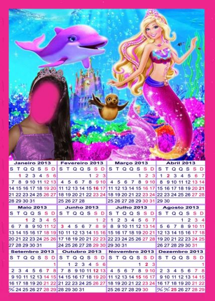 calendário 2013 Barbie em vida de sereia 2