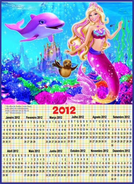 calendário Barbie em vida de sereia 2