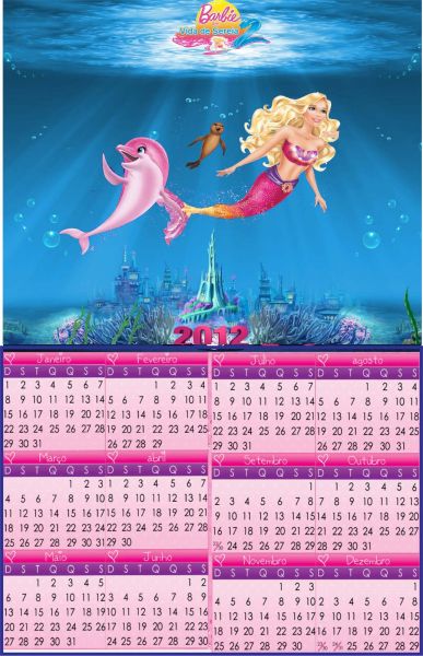 calendário Barbie em vida de sereia 2