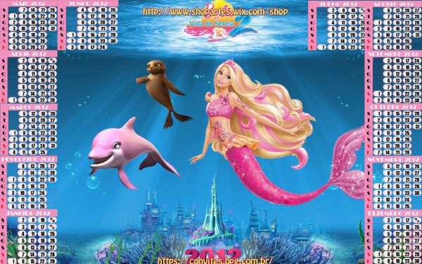 calendário Barbie em vida de sereia 2