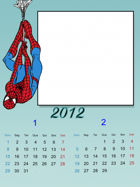 Calendário mês Homem Aranha