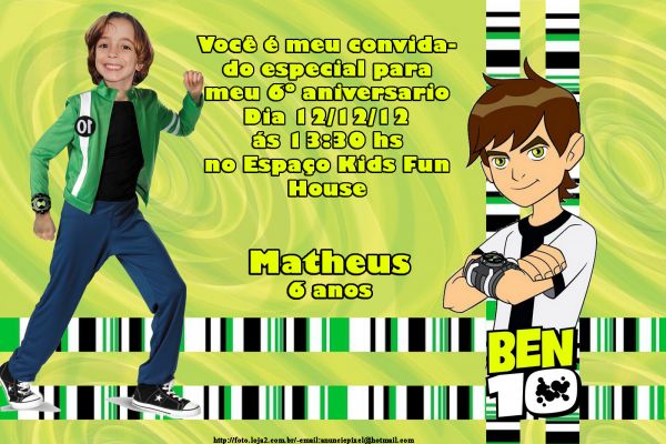 Convite digital Ben 10