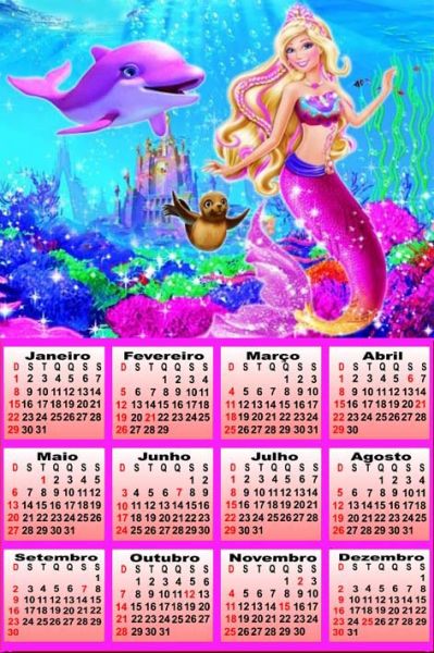 calendário Barbie em vida de sereia 2