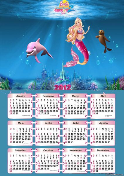 calendário Barbie em vida de sereia 2